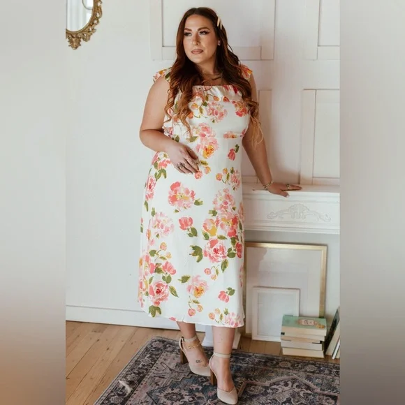 Worn Once - Sugarlips Curve Magdalena Midi Dress in Pink & W… - Picture 4 of 16